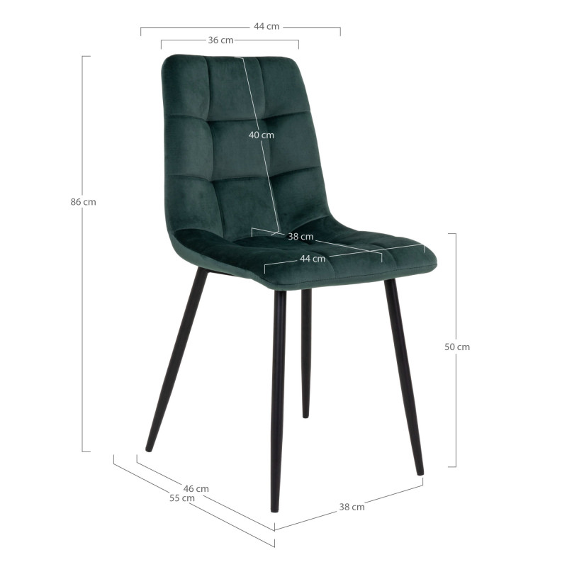 Lot de 2 chaises de salle à manger velours vert bouteille 44x55x86 cm Middelfart House Nordic - 6