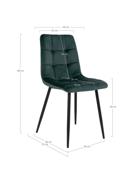 Lot de 2 chaises de salle à manger velours vert bouteille 44x55x86 cm Middelfart House Nordic - 6