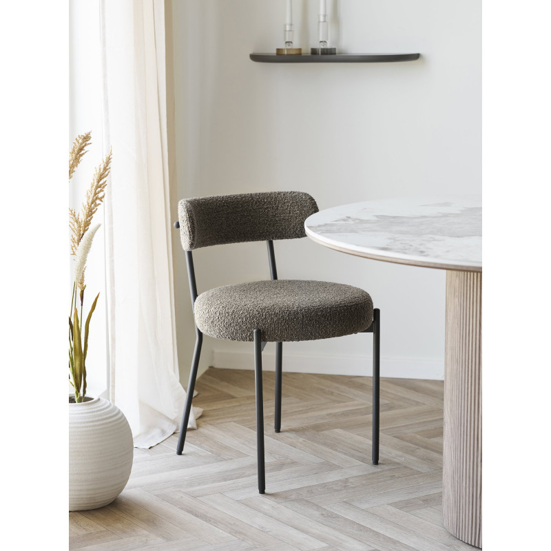 Lot de 2 chaises bouclette marron scandinaves 49x57x72,5 cm Badalona House Nordic - 2