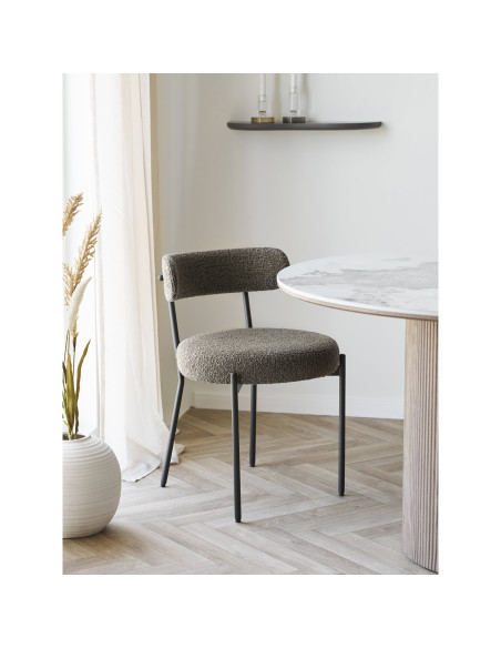 Lot de 2 chaises bouclette marron scandinaves 49x57x72,5 cm Badalona House Nordic - 2