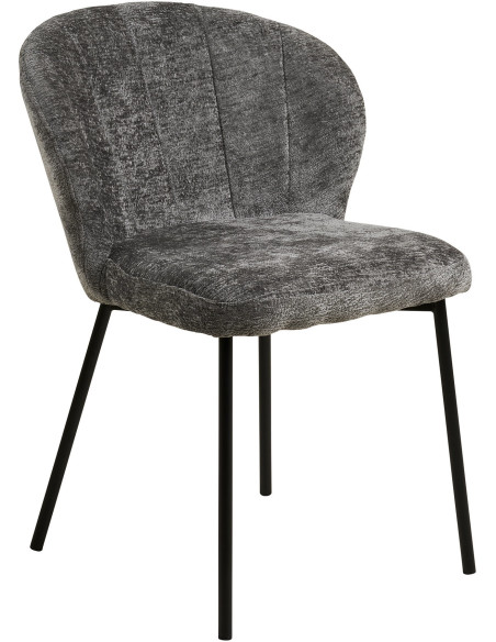 Lot de 2 chaises salle à manger tissu gris 59x66x80 cm Roanne House Nordic - 1