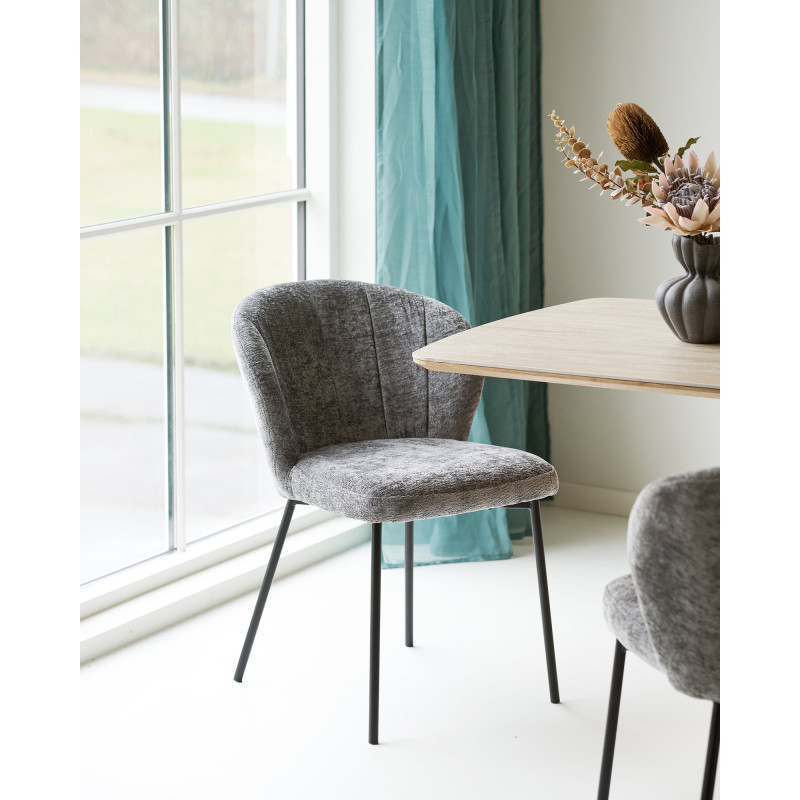 Lot de 2 chaises salle à manger tissu gris 59x66x80 cm Roanne House Nordic - 2