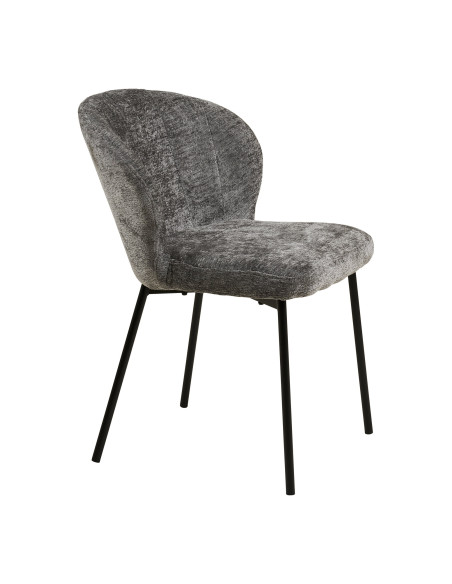 Lot de 2 chaises salle à manger tissu gris 59x66x80 cm Roanne House Nordic - 4