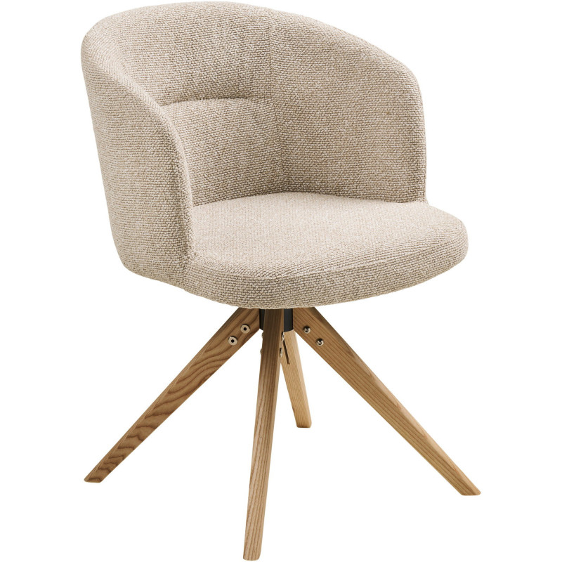 Lot de 2 chaises de salle à manger pivotantes grège et frêne 58,5x59,5x77,5 cm Sparta House Nordic - 1
