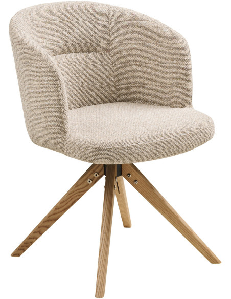 Lot de 2 chaises de salle à manger pivotantes grège et frêne 58,5x59,5x77,5 cm Sparta House Nordic - 1