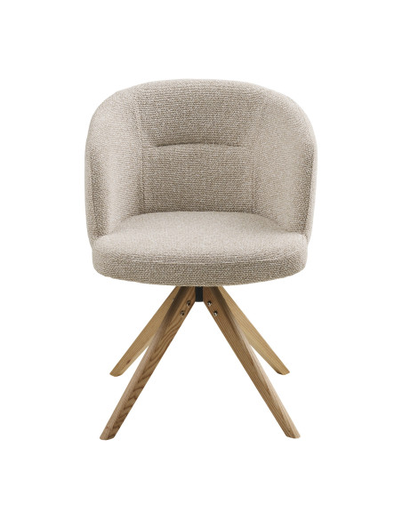 Lot de 2 chaises de salle à manger pivotantes grège et frêne 58,5x59,5x77,5 cm Sparta House Nordic - 3