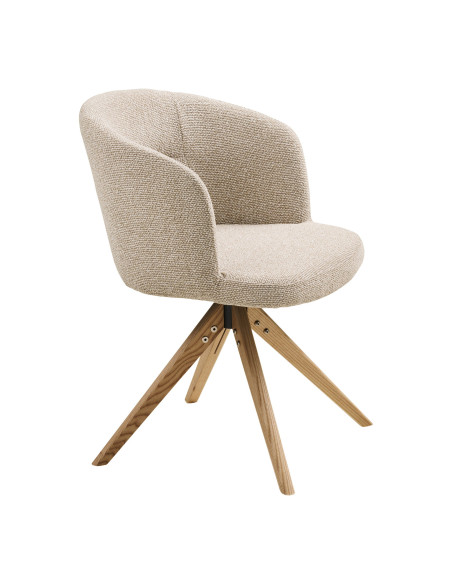 Lot de 2 chaises de salle à manger pivotantes grège et frêne 58,5x59,5x77,5 cm Sparta House Nordic - 4
