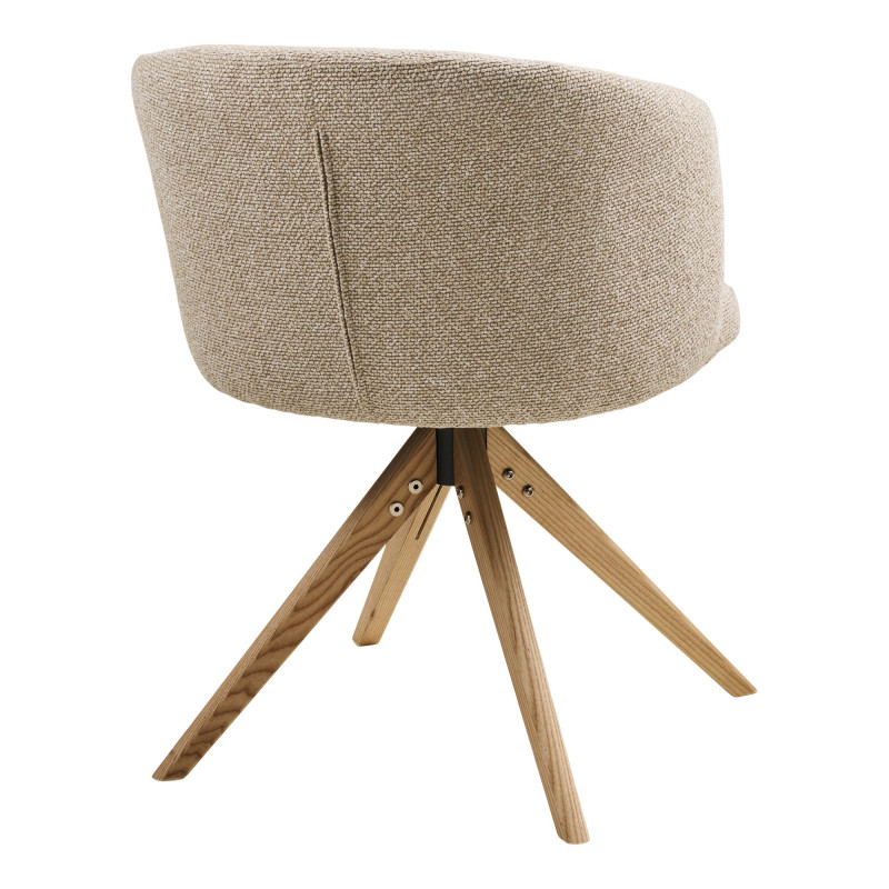 Lot de 2 chaises de salle à manger pivotantes grège et frêne 58,5x59,5x77,5 cm Sparta House Nordic - 5