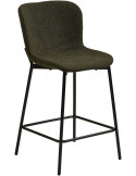 Lot de 2 tabourets de bar bouclé vert kaki 65 cm Maceda