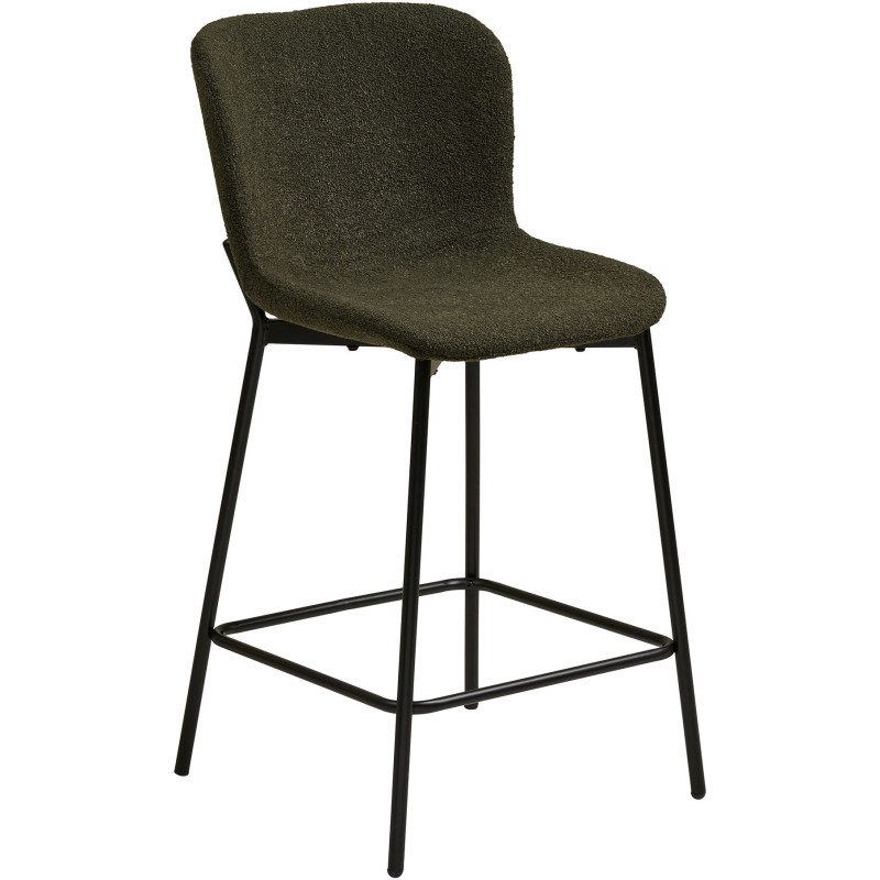 Lot de 2 tabourets de bar bouclé vert kaki 65 cm Maceda House Nordic - 1