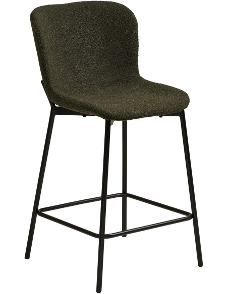 Lot de 2 tabourets de bar bouclé vert kaki 65 cm Maceda House Nordic - 1