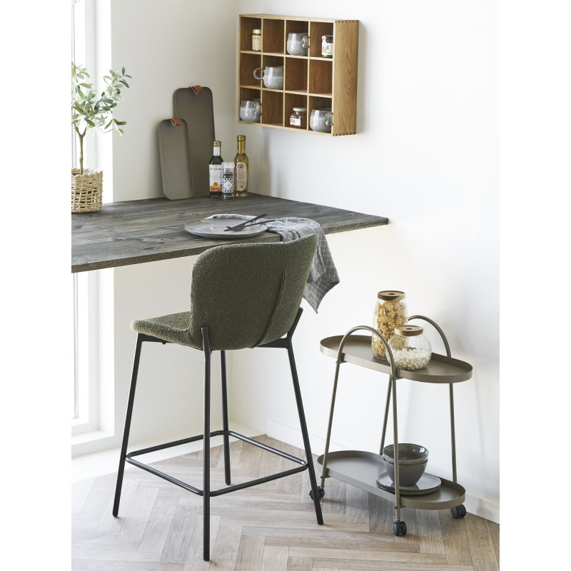 Lot de 2 tabourets de bar bouclé vert kaki 65 cm Maceda House Nordic - 2