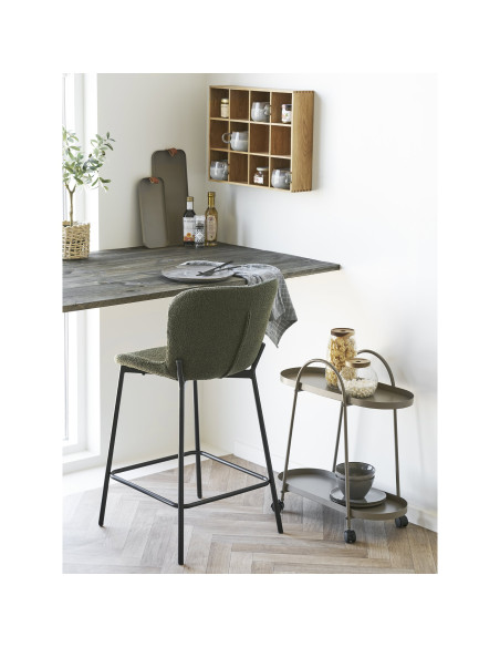 Lot de 2 tabourets de bar bouclé vert kaki 65 cm Maceda House Nordic - 2