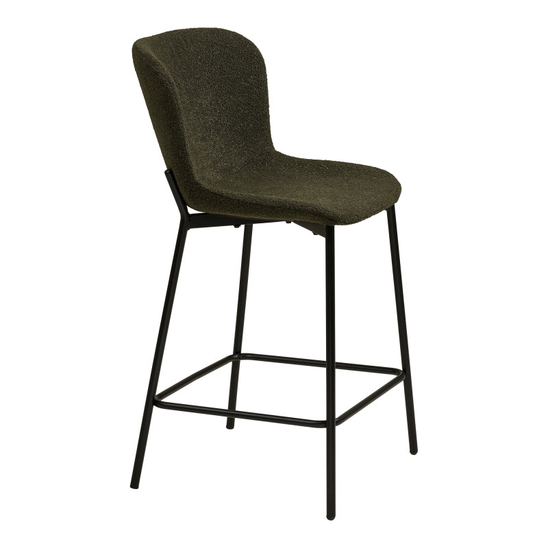 Lot de 2 tabourets de bar bouclé vert kaki 65 cm Maceda House Nordic - 4