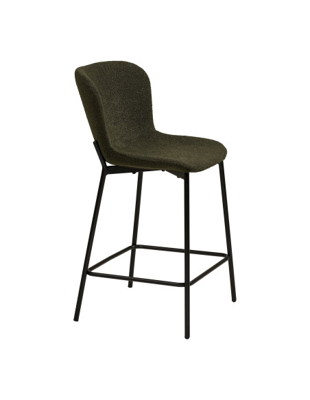 Lot de 2 tabourets de bar bouclé vert kaki 65 cm Maceda House Nordic - 4