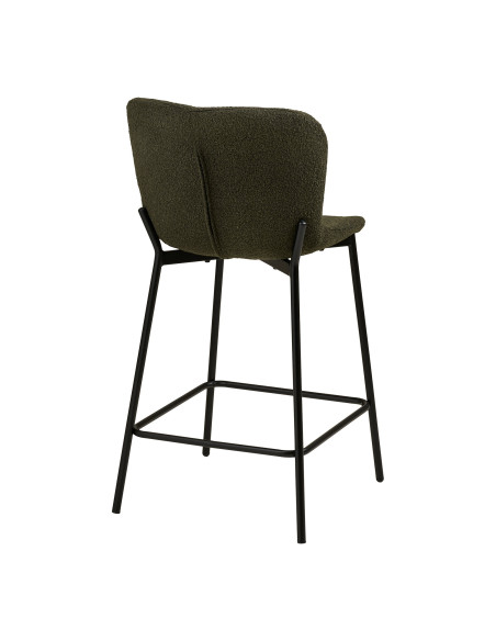 Lot de 2 tabourets de bar bouclé vert kaki 65 cm Maceda House Nordic - 5