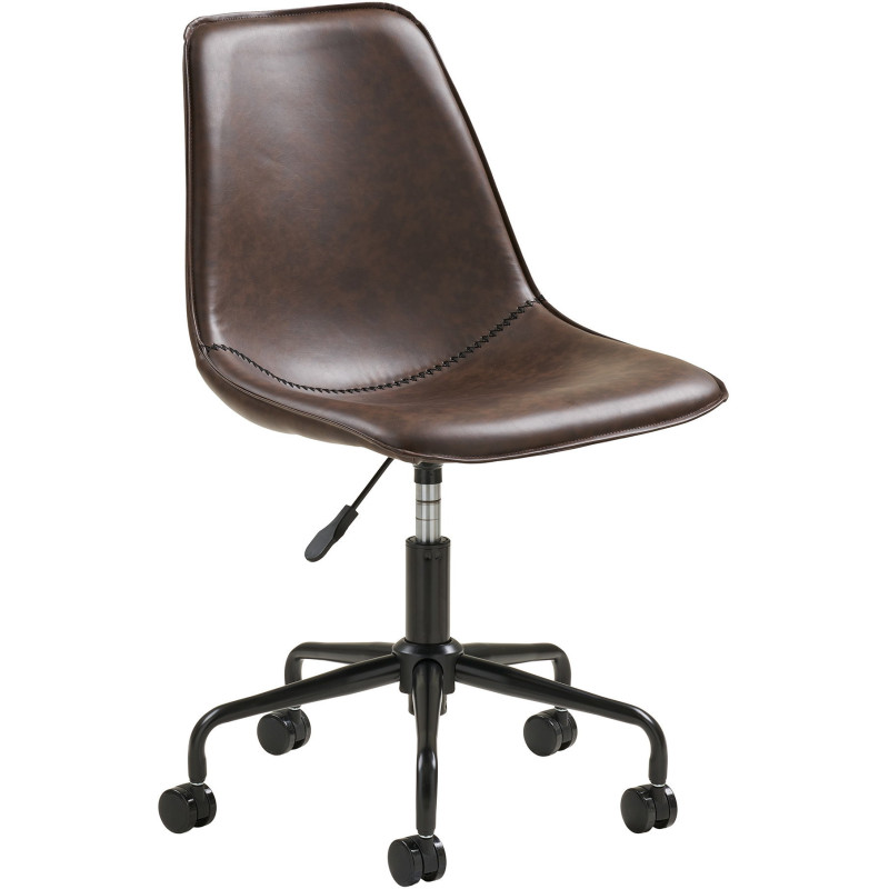 Chaise de bureau vintage marron en polyuréthane 48x56x83,5-93 cm Monaco House Nordic - 1