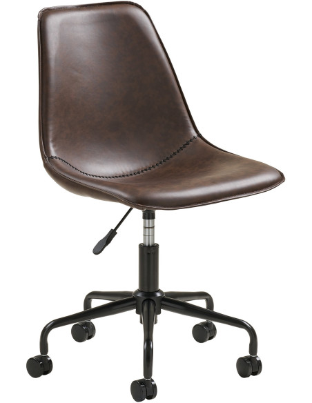 Chaise de bureau vintage marron en polyuréthane 48x56x83,5-93 cm Monaco House Nordic - 1