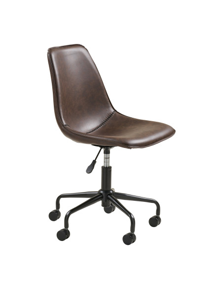 Chaise de bureau vintage marron en polyuréthane 48x56x83,5-93 cm Monaco House Nordic - 4