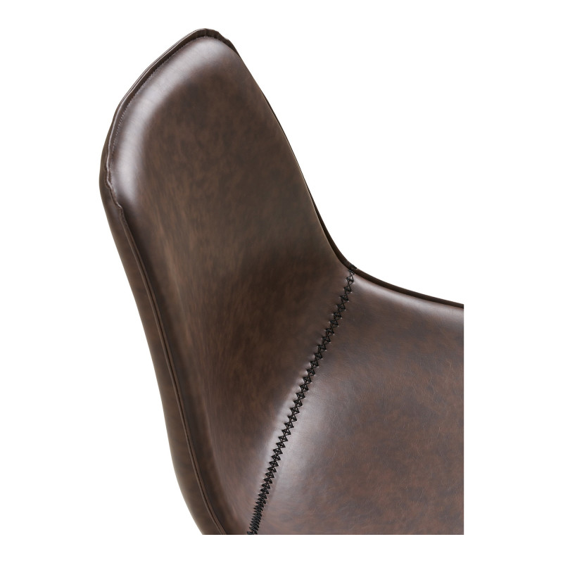 Chaise de bureau vintage marron en polyuréthane 48x56x83,5-93 cm Monaco House Nordic - 5