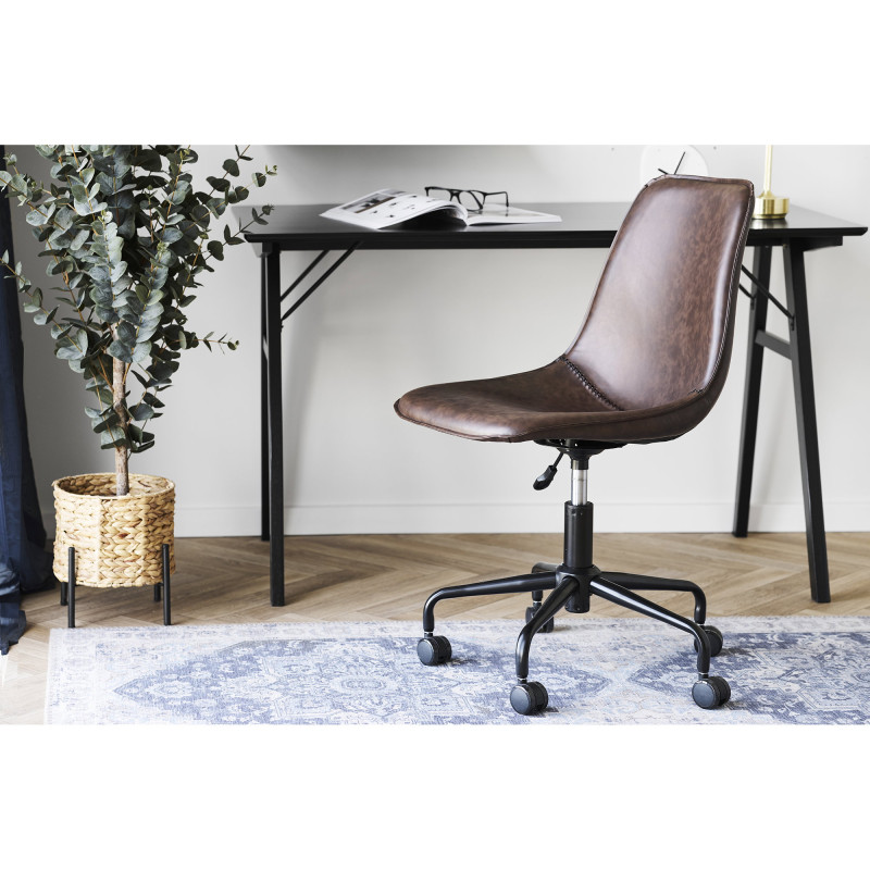 Chaise de bureau vintage marron en polyuréthane 48x56x83,5-93 cm Monaco House Nordic - 7
