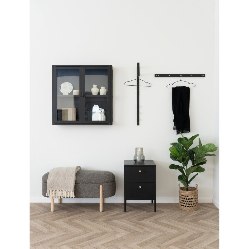Banc coffre bouclette marron et bois naturel 97x40x48 cm Branca House Nordic - 2