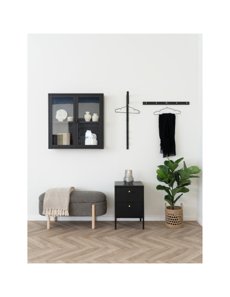 Banc coffre bouclette marron et bois naturel 97x40x48 cm Branca House Nordic - 2