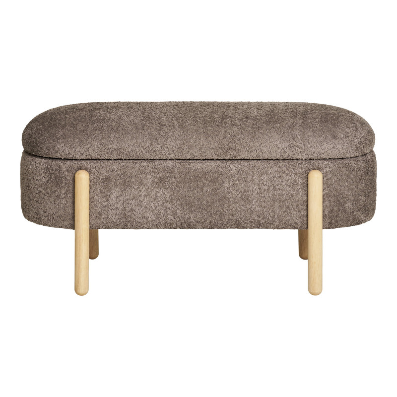 Banc coffre bouclette marron et bois naturel 97x40x48 cm Branca House Nordic - 3