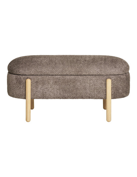 Banc coffre bouclette marron et bois naturel 97x40x48 cm Branca House Nordic - 3