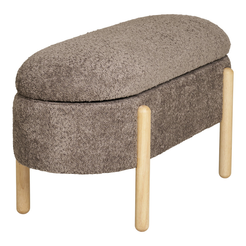 Banc coffre bouclette marron et bois naturel 97x40x48 cm Branca House Nordic - 4