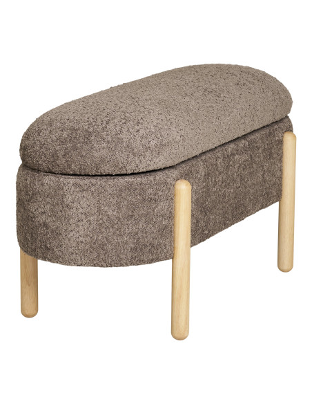 Banc coffre bouclette marron et bois naturel 97x40x48 cm Branca House Nordic - 4
