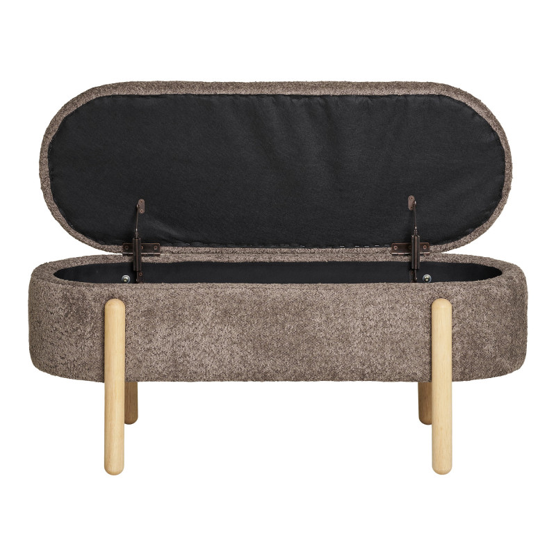 Banc coffre bouclette marron et bois naturel 97x40x48 cm Branca House Nordic - 5