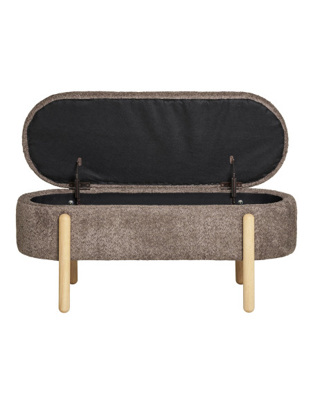 Banc coffre bouclette marron et bois naturel 97x40x48 cm Branca House Nordic - 5