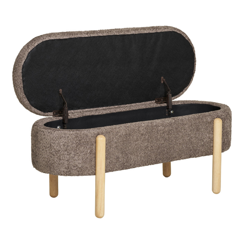 Banc coffre bouclette marron et bois naturel 97x40x48 cm Branca House Nordic - 6