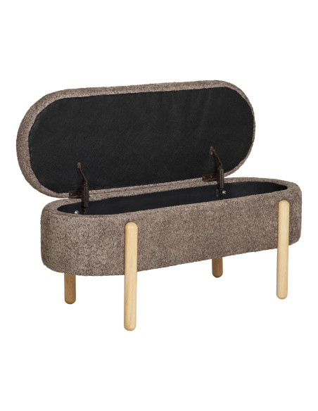 Banc coffre bouclette marron et bois naturel 97x40x48 cm Branca House Nordic - 6