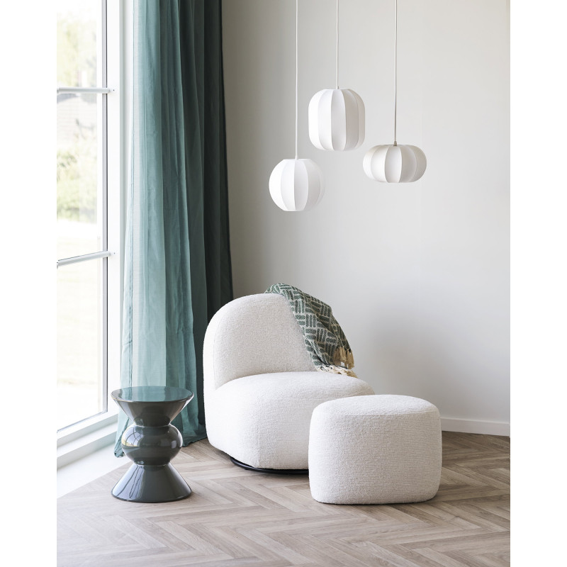 Pouf chenille blanc cassé 55x40x39 cm Hilo House Nordic - 2