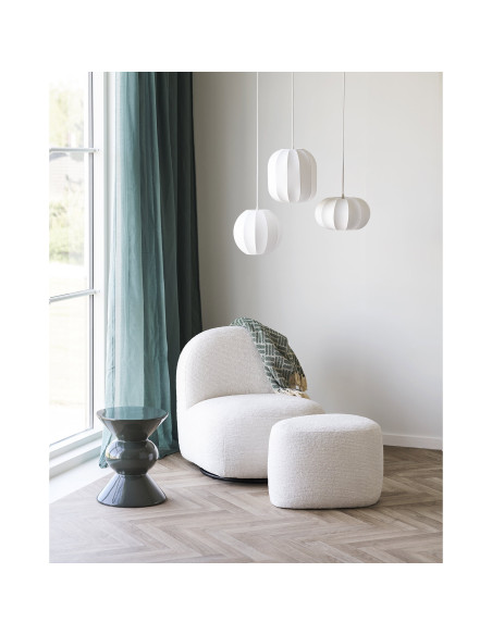 Pouf chenille blanc cassé 55x40x39 cm Hilo House Nordic - 2