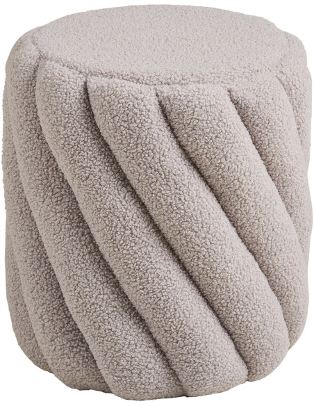 Pouf rond bouclette gris torsadé Ø38x40 cm Sana House Nordic - 1