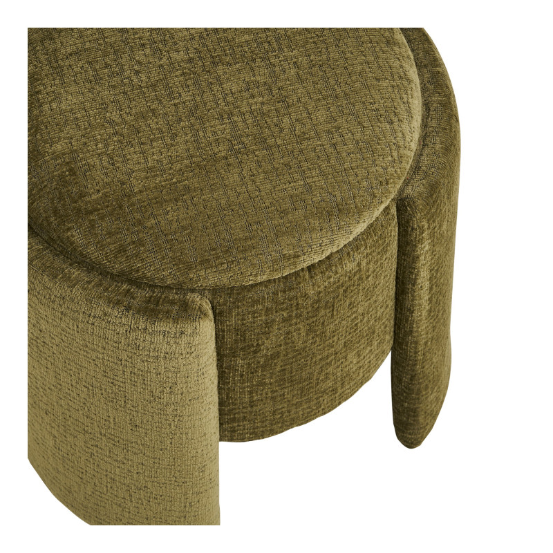 Pouf coffre chenille vert olive Ø42x44 cm Walsdorf House Nordic - 5
