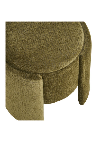 Pouf coffre chenille vert olive Ø42x44 cm Walsdorf House Nordic - 5