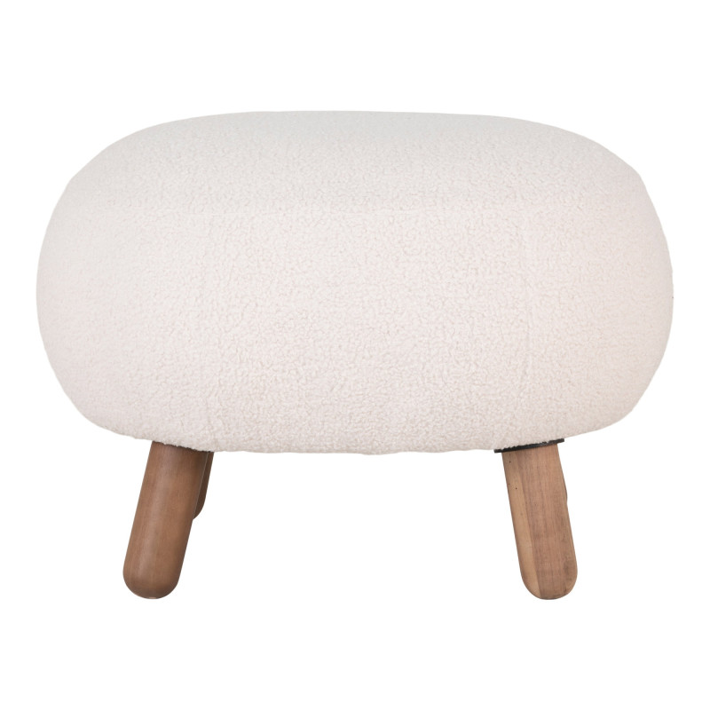 Pouf repose-pieds bouclette blanc 56x47x41,5 cm Savona House Nordic - 3