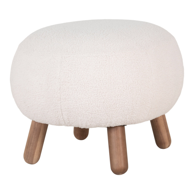 Pouf repose-pieds bouclette blanc 56x47x41,5 cm Savona House Nordic - 4