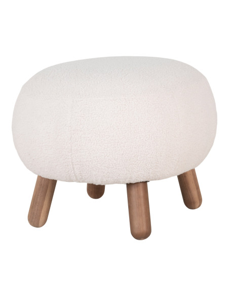Pouf repose-pieds bouclette blanc 56x47x41,5 cm Savona House Nordic - 4