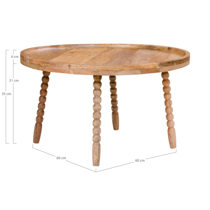 Table basse ronde manguier naturel Ø60x35 cm Jammu House Nordic - 4