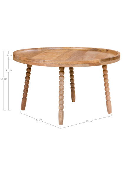Table basse ronde manguier naturel Ø60x35 cm Jammu House Nordic - 4