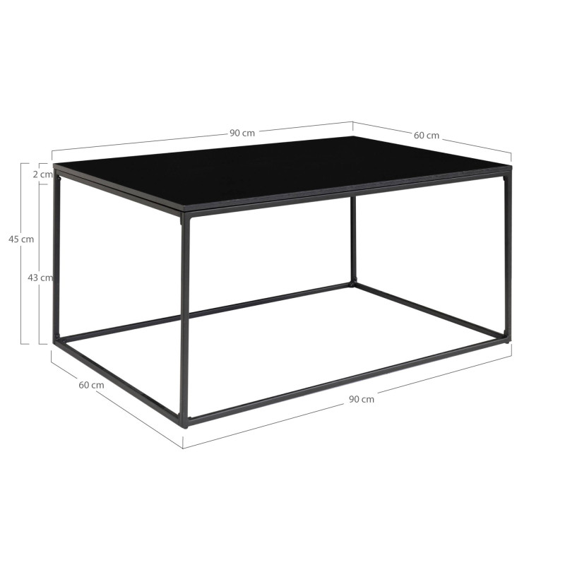 Table basse rectangulaire noire 90x60x45 cm Vita House Nordic - 5