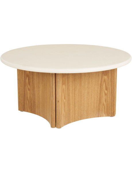 Table basse ronde ciment blanc et frêne 80 cm Motril House Nordic - 1