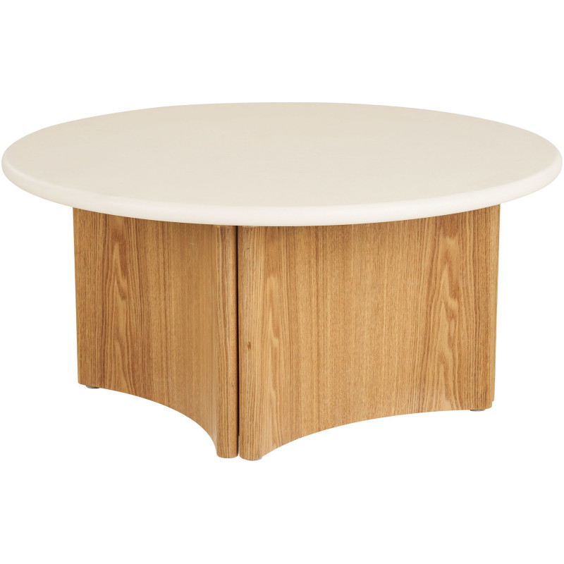 Table basse ronde ciment blanc et frêne 80 cm Motril House Nordic - 1