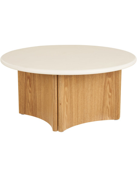 Table basse ronde ciment blanc et frêne 80 cm Motril House Nordic - 1