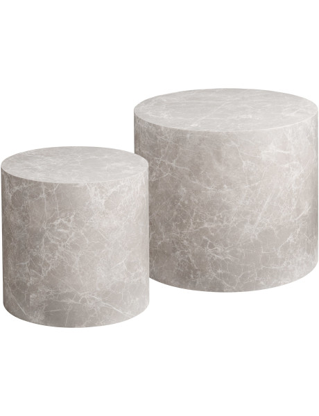 Lot de 2 tables basses rondes effet marbre beige Ø38/48 cm Prague House Nordic - 1